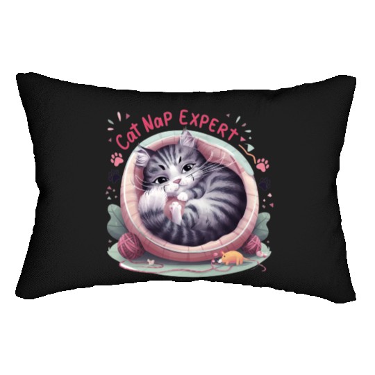 Cat Nap Expert - Funny Cat Outfit! Lumbar Pillows