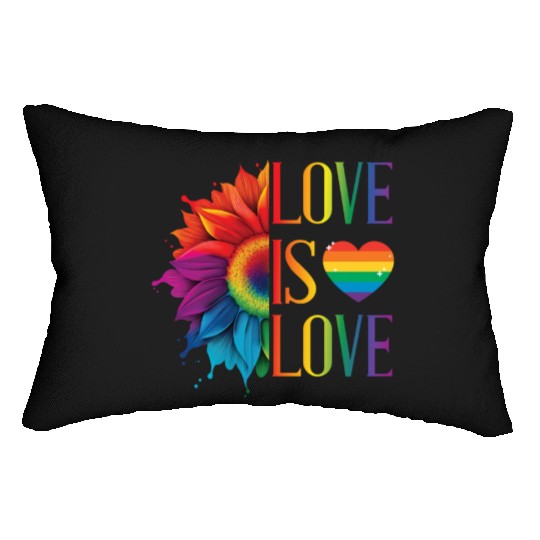 Rainbow Sunflower Love Is Love LGBT Gay Pride Lumbar Pillows