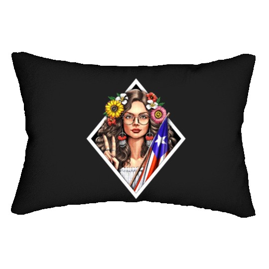 Boricua Puerto Rico Girl Lumbar Pillows