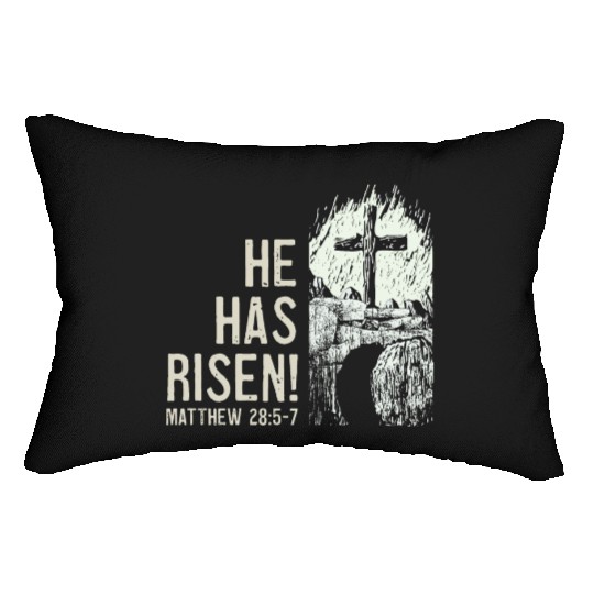 He Has Risen Christ Bible Verse Tomb Cross Lumbar Pillows