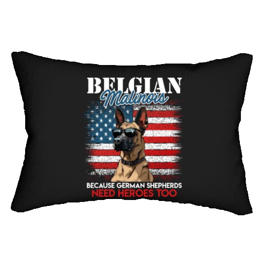 USA BELGIAN MALINOIS STEARING UP American Lumbar Pillows