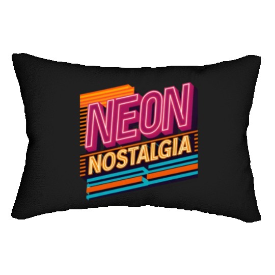 Neon Nostalgia: Pay homage to the retro neon aesth Lumbar Pillows