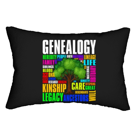 Genealogy Word Cloud Family Ancestry Genealogist Lumbar Pillows