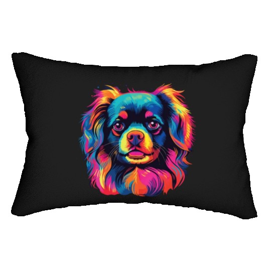 Watercolor Colorful Tibetan Spaniel Lumbar Pillows