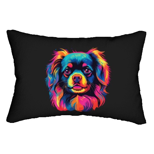 Watercolor Colorful Tibetan Spaniel Lumbar Pillows