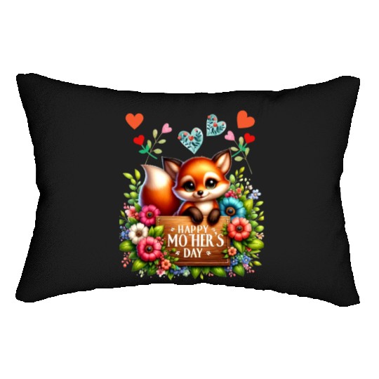 Happy Mothers Day Baby Fox Lumbar Pillows