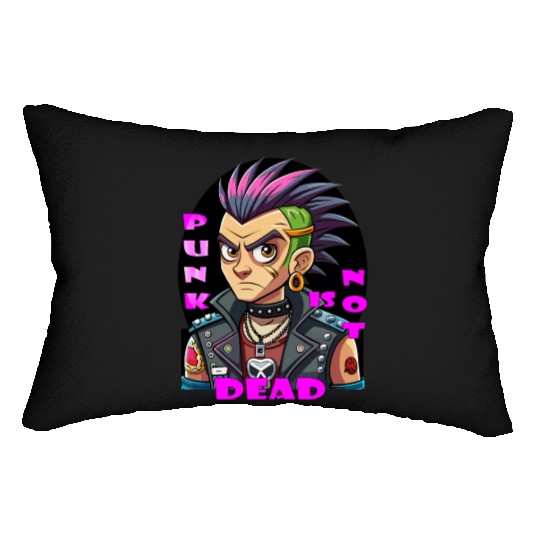 Punk Resurgence,illustration of Punk Man Lumbar Pillows