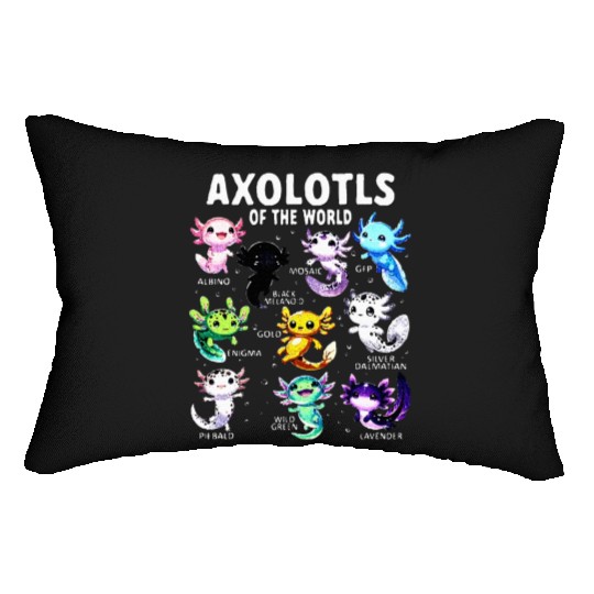 Axolotl Kawaii Axolotls of the World Axolotl Lumbar Pillows