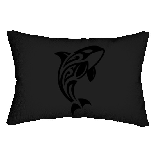 Jumping Orca T Tattoo Style Lumbar Pillows