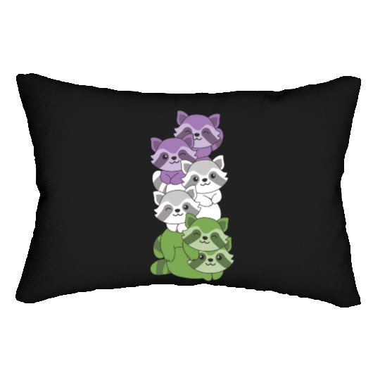 Genderqueer Flag Pride Lgbtq Cute Raccoon Lumbar Pillows