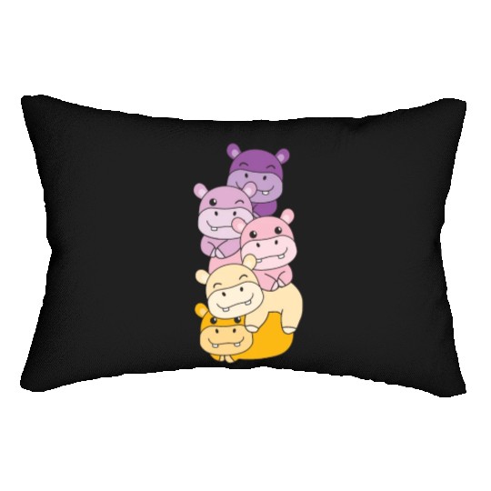 Trixic Flag Pride Lgbtq Cute Hippo Lumbar Pillows