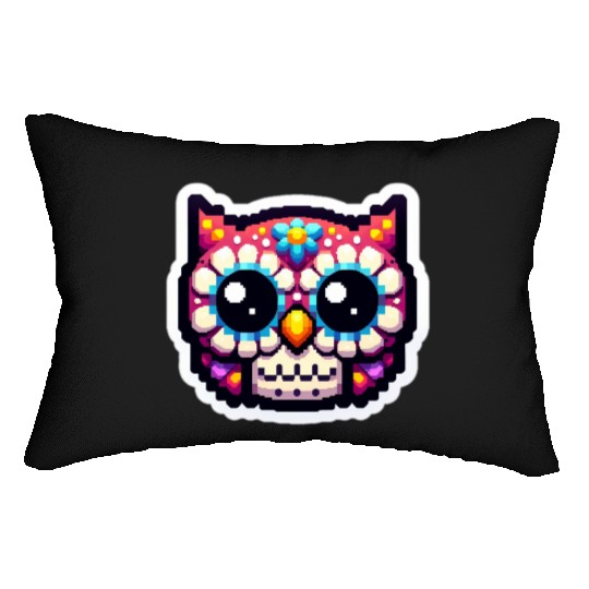 Cute Dead Sugar Owl , day of the dead owl Lumbar Pillows