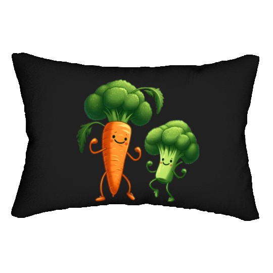 Carrot Dancing with Broccoli Lumbar Pillows