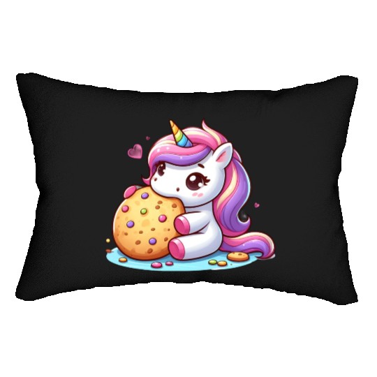 Unicorn Enjoying a Cookie Lumbar Pillows