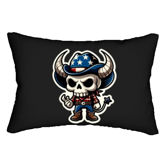Patriotic Cowboy: Horned Skull, cowboy carter Lumbar Pillows