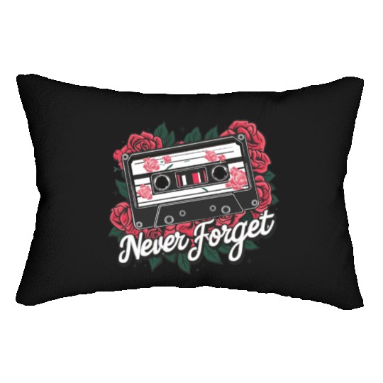 A cassette tape colored with roses Lumbar Pillows