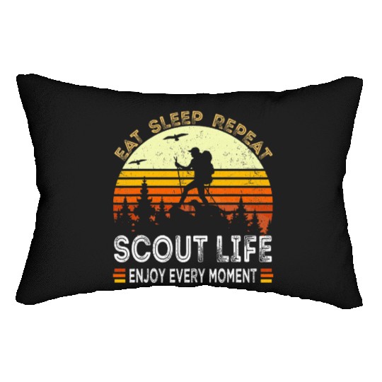 Eat Sleep Scout Repeat Camping Lumbar Pillows