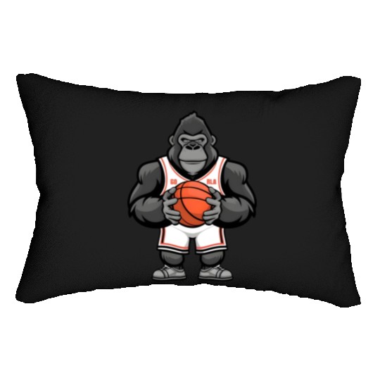 Funny Gorilla Playing Basketball Lumbar Pillows