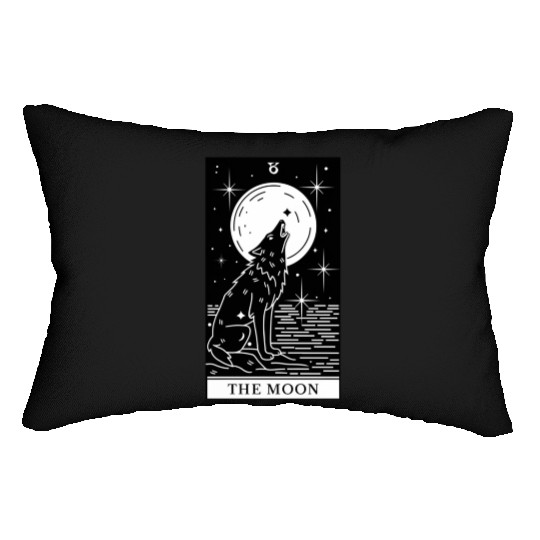 Tarot Card The Moon Wolf Howling Lumbar Pillows