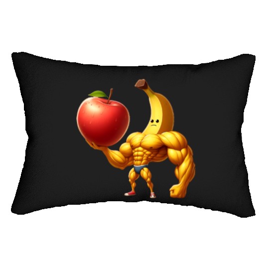 Muscular banana lifts huge apple Lumbar Pillows