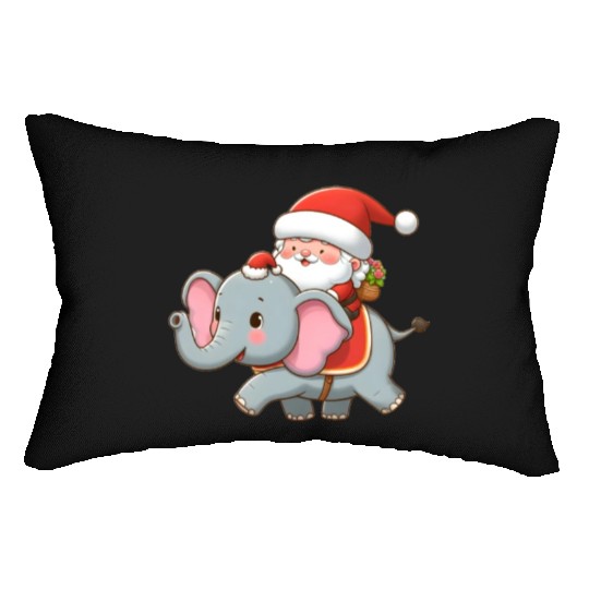 Cute Santa Claus on elephant Lumbar Pillows