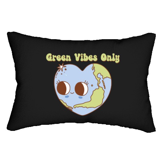 Green Vibes Only Retro Earth Mascot Lumbar Pillows