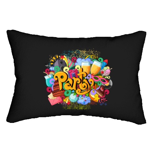 Vector Party Theme Wines Cakes Speaker Ice Cream Lumbar Pillows