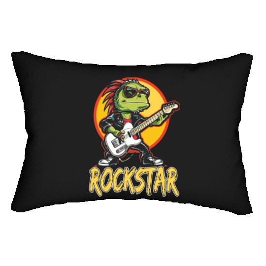 Rockstar Reptile Musician with Electric Guitar Lumbar Pillows
