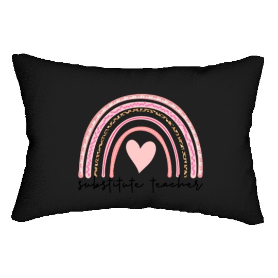 Substitute Teacher Boho Rainbow Back To School Lumbar Pillows
