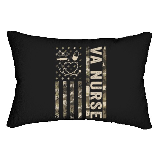 VA Nurse Camouflage Patriotic US Flag Nurse Life Lumbar Pillows