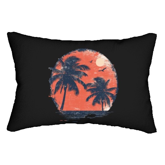 Tropical Sunset Retreat With Soaring Birds Lumbar Pillows