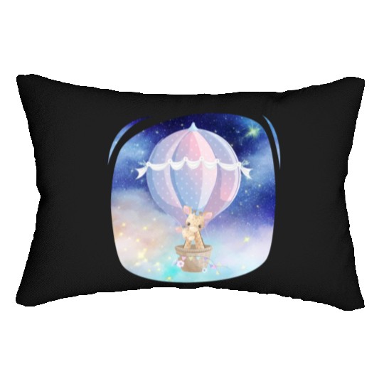 Giraffe And Child Flying Sky Using Hot Balloon Lumbar Pillows