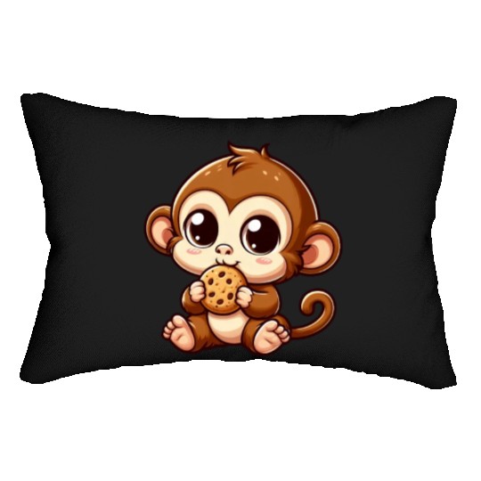 Monkey Chimpanzee Snacking Cookies Lumbar Pillows