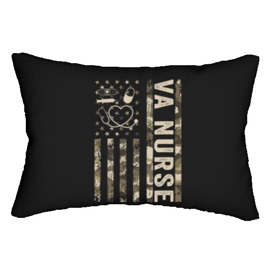 VA Nurse Camouflage Patriotic US Flag Nurse Life Lumbar Pillows