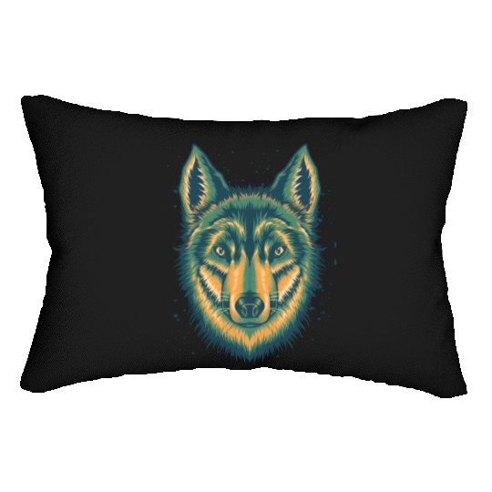 Wolf Lumbar Pillows Cool Vintage Green Wolves Canine Dog