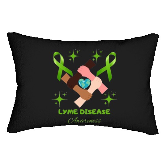 Lime Green Ribbon Lyme Disease Awareness Lumbar Pillows