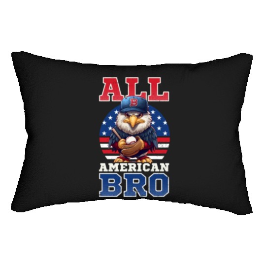 4th Of July Baseball All American Bro Eagle Lumbar Pillows