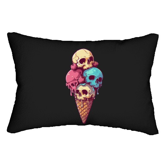 skull ice cream Lumbar Pillows