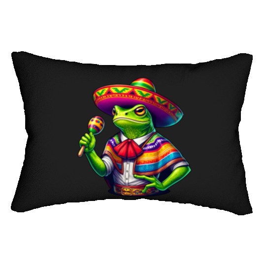 Cinco de Mayo Frog Fiesta Lumbar Pillows