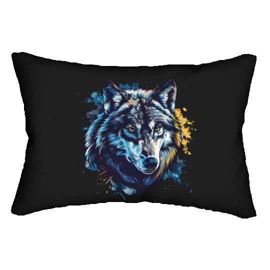 Alpha Wolf Paint Splash Lumbar Pillows