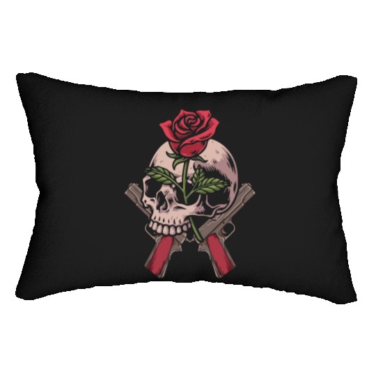 Skeleton Roses Guitar Skull Roses Guns Lumbar Pillows