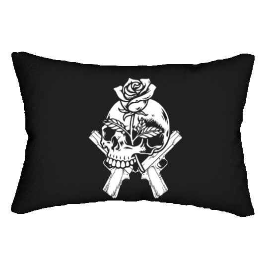 Skeleton Roses Guitar Skull Roses Guns Lumbar Pillows