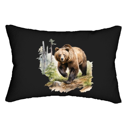 Grizzly Bear in the Wild Lumbar Pillows