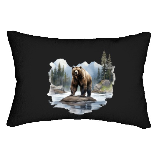 Grizzly Bear in the Wild Lumbar Pillows