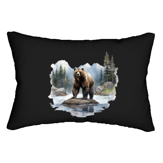 Grizzly Bear in the Wild Lumbar Pillows