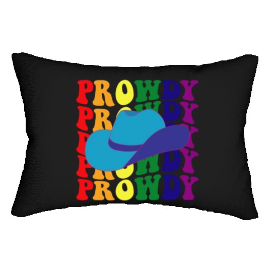Prowdy Gay Lesbian Howdy Cowboy LGBTQ Pride Groovy Lumbar Pillows