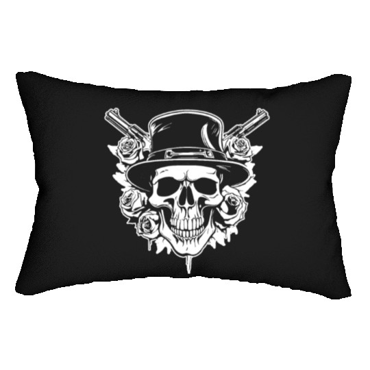 Skeleton Roses Guitar Guns Skull Roses Lumbar Pillows