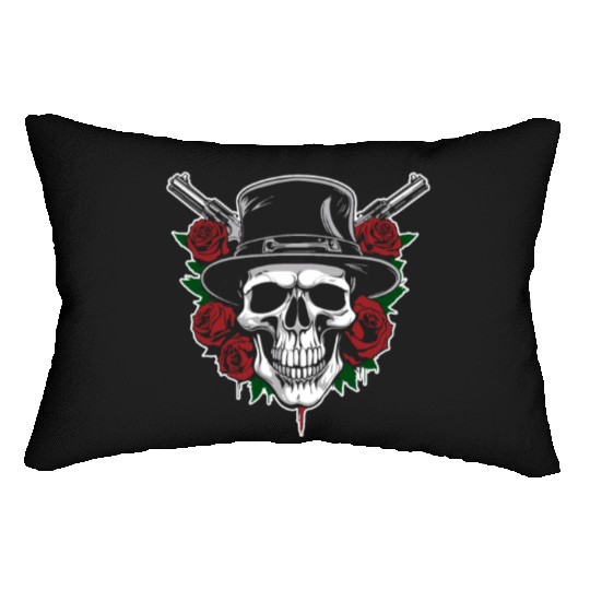 Skeleton Roses Guitar Guns Skull Roses Lumbar Pillows