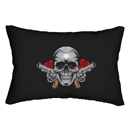 Skeleton Roses Guitar Skull Roses Guns Lumbar Pillows