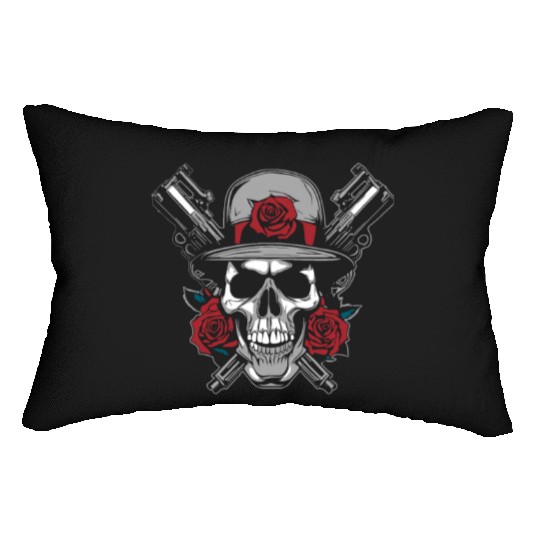 Skeleton Roses Guitar Skull Roses Guns Lumbar Pillows